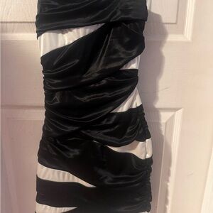 B Darlin Black and White Strapless Dress
